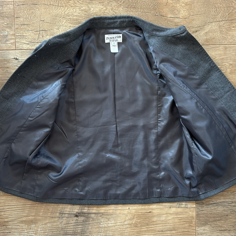 Pendleton 100% Virgin Wool Gray Button Front Jack… - image 7